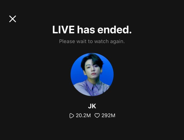 Jungkook’s live has ended with 20.2 million real-time viewers