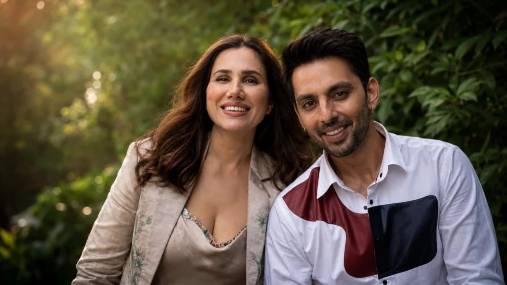 Aryabhatt Ka Zero lead pair smiling together in an outdoor setting
